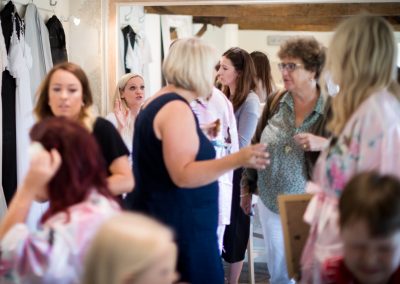 bride's dressing room - many people